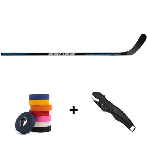 Crosse De Hockey Adulte Bauer Nexus E4 87 FLEX + 2 rouleaux de tape 25m colorés + Tape Tiger